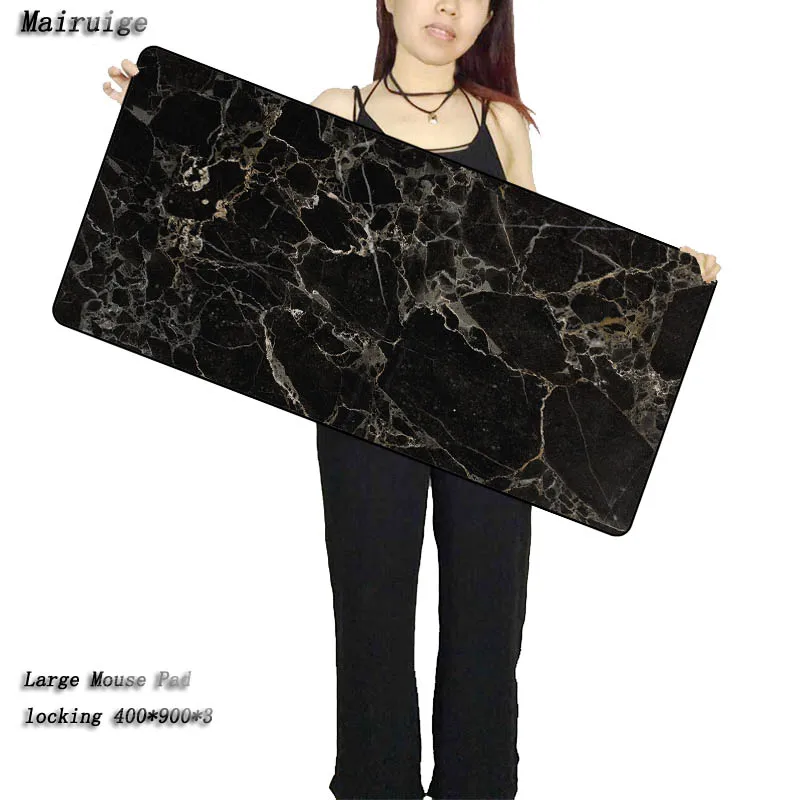 

Mairuige 90X40CM large size mouse pad waterproof lock edge computer table mousepad Golden Black Marble style office gaming mats