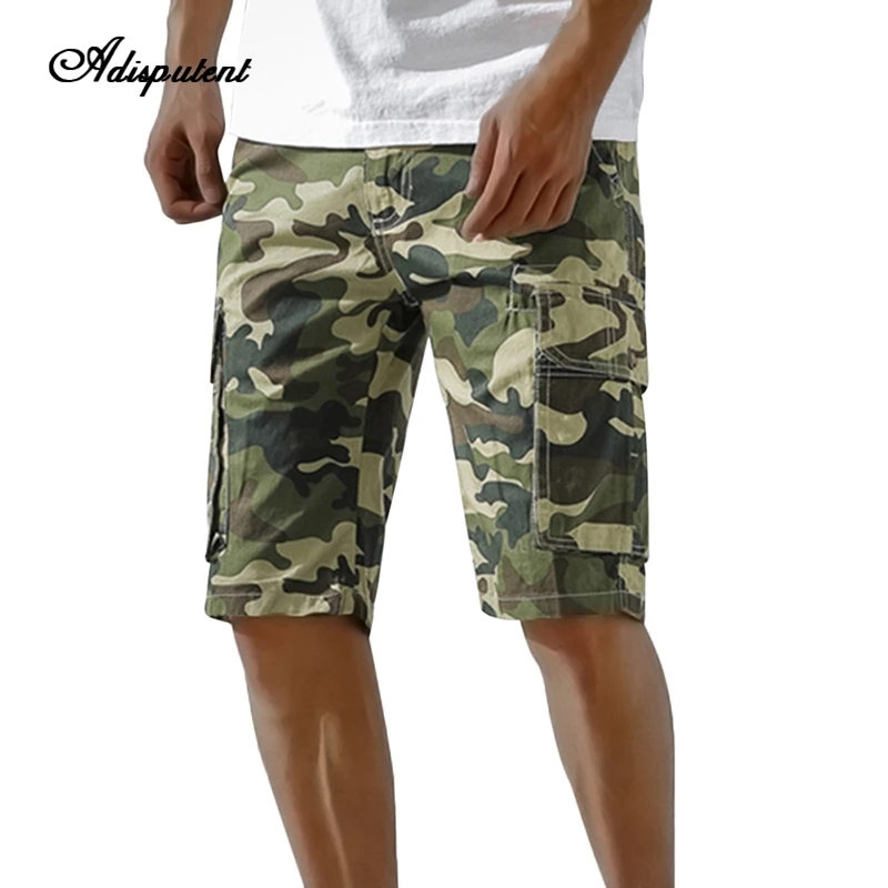Adisputent Men Camouflage Cargo Shorts Cotton Mulit Pockets Loose Casual Short Pants Summer Beach Board Camo Clothing | Мужская одежда