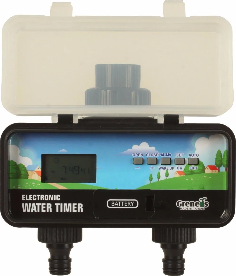 

2-Zone 2-mode Electronic Garden Water Timer with solar charge and rain stop function,LCD,