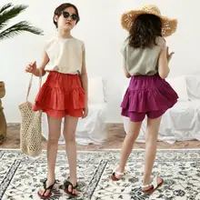 Новинка из мультфильма «Холодное сердце» ; юбка с рюшами в стиле «Шорты летние модные шорты для девочек От 4 до 9 лет B370