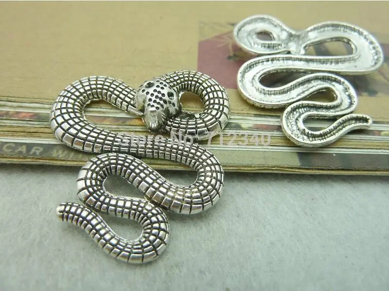 10pcs fashion accessories Snake Charms Pendant Antiuqe Silver Tone DIY