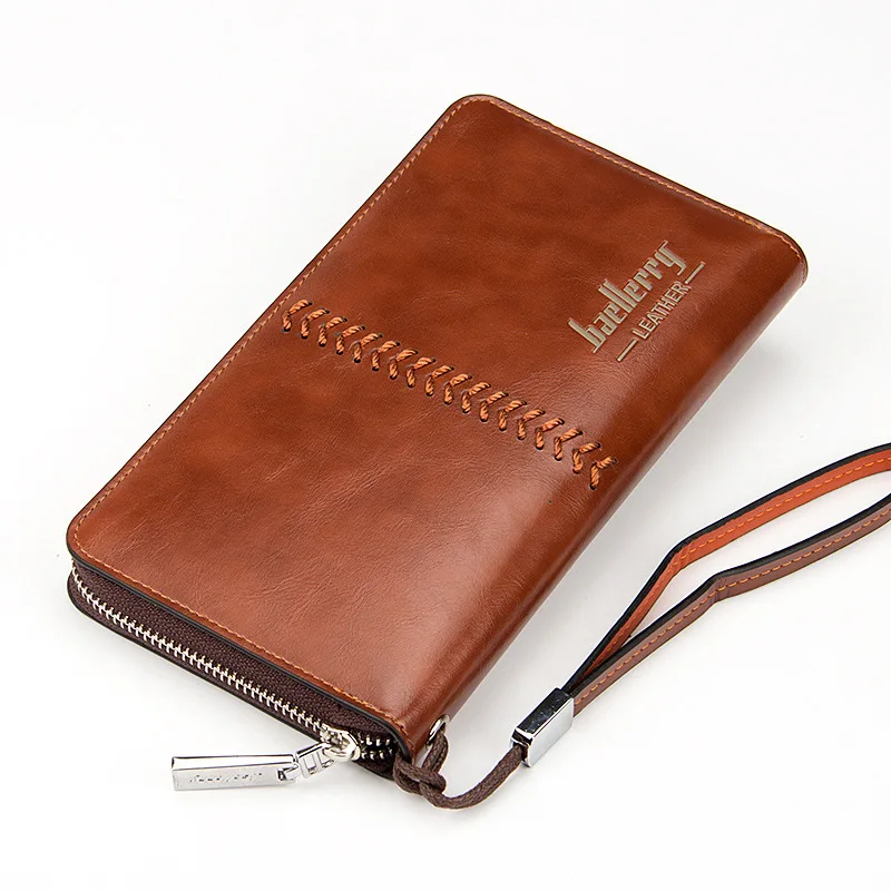 Luxury Brand Men Wallets High Capacity Clutch Bag Oil Wax Leather Men Clutch Wallet Coin Purse