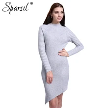 Sparsil Для женщин осень Нерегулярные Хем кашемира Свитеры для женщин зимнее платье О-образным вырезом Тонкий Стиль трикотажные Пуловеры для женщин