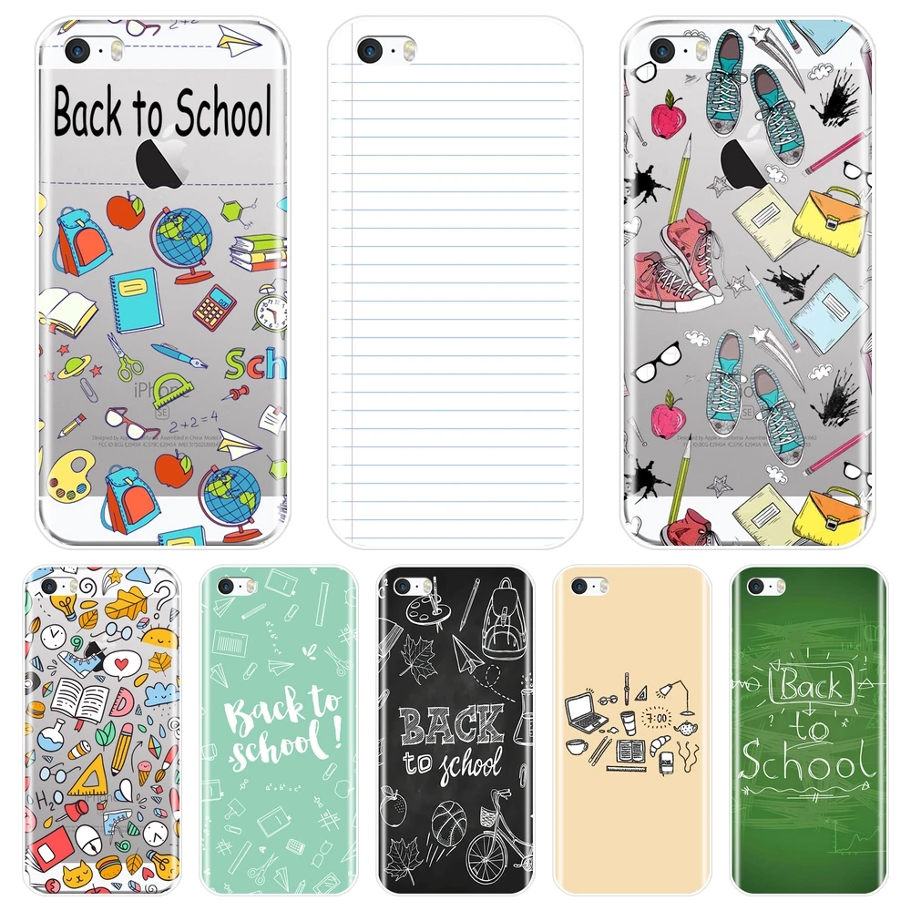

TPU Back Cover For iPhone 5 S 5C 5S SE Book School Yellow Green Black Text White Soft Silicone Case For iPhone 4 S 4S Phone Case