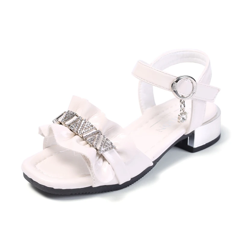 COZULMA Kids Pleated Patent Leather Ankle Strap Open Toe Sandals Shoes ...