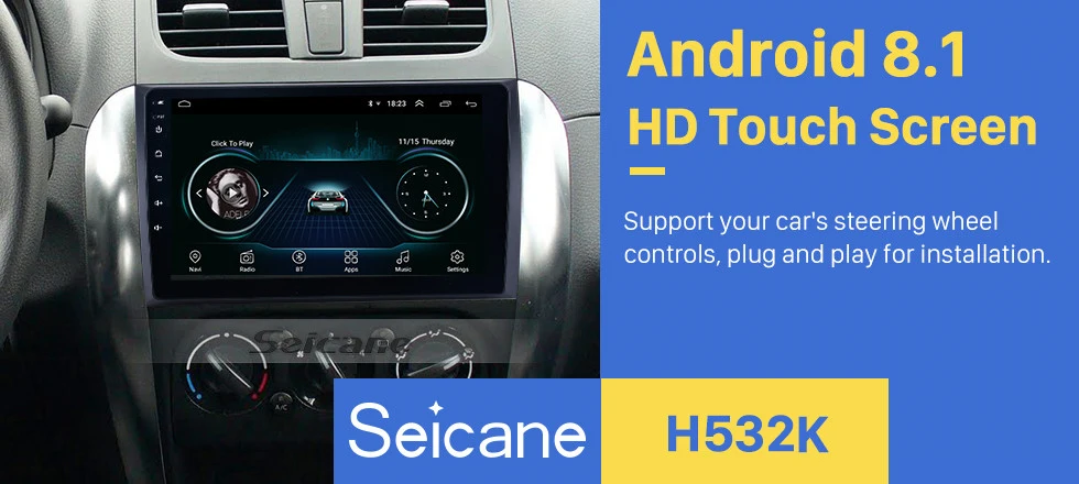 Seicane Android 8,1 Автомагнитола для Suzuki SX4 2006 2007-2013 2Din gps навигация мультимедийный плеер Поддержка DVR AUX Wifi-OBDII