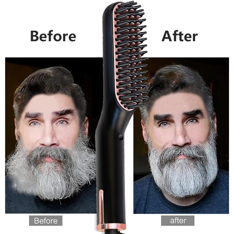 Tanie Elektryczny grzebień do brody mężczyźni szybka broda prostownica Styler grzebień wielofunkcyjna broda prostowanie ciepła szczotka gorący grzebień dla mężczyzn