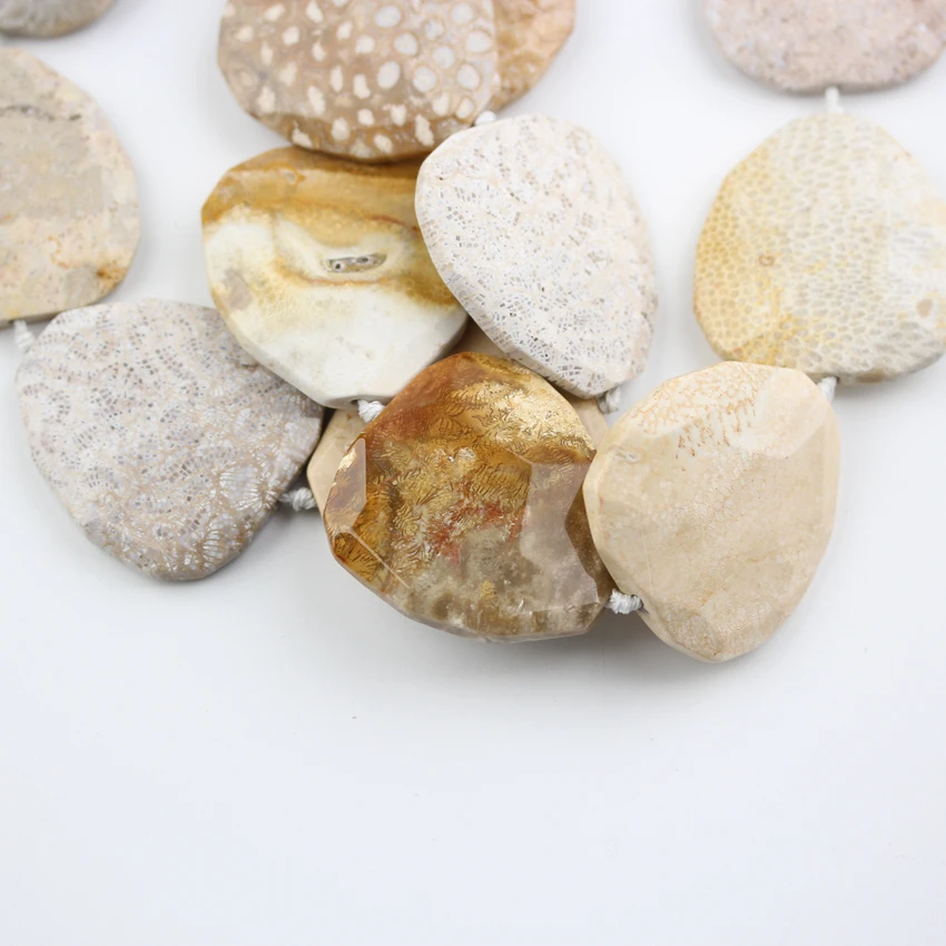 Big Size,8PCS/Str,Natural Coral Jades Pear Shape Beads,Middle Drilled Faceted Smooth Slabs Beads Jewelry