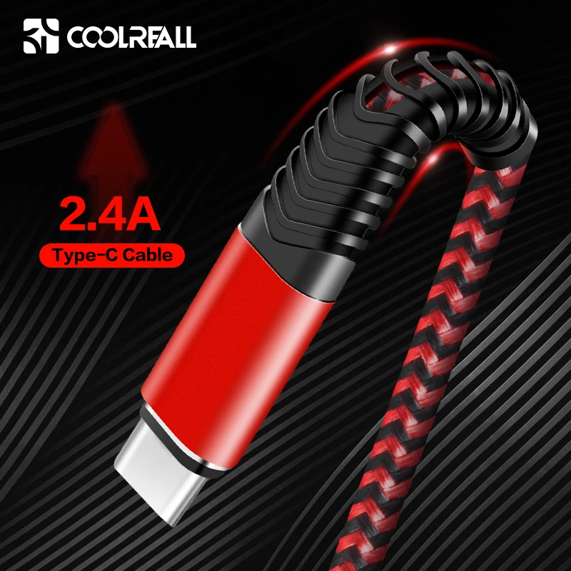 Coolreall 2.4A кабель для быстрой зарядки Type C синхронизации данных USB Samsung S9 Huawei Honor Note
