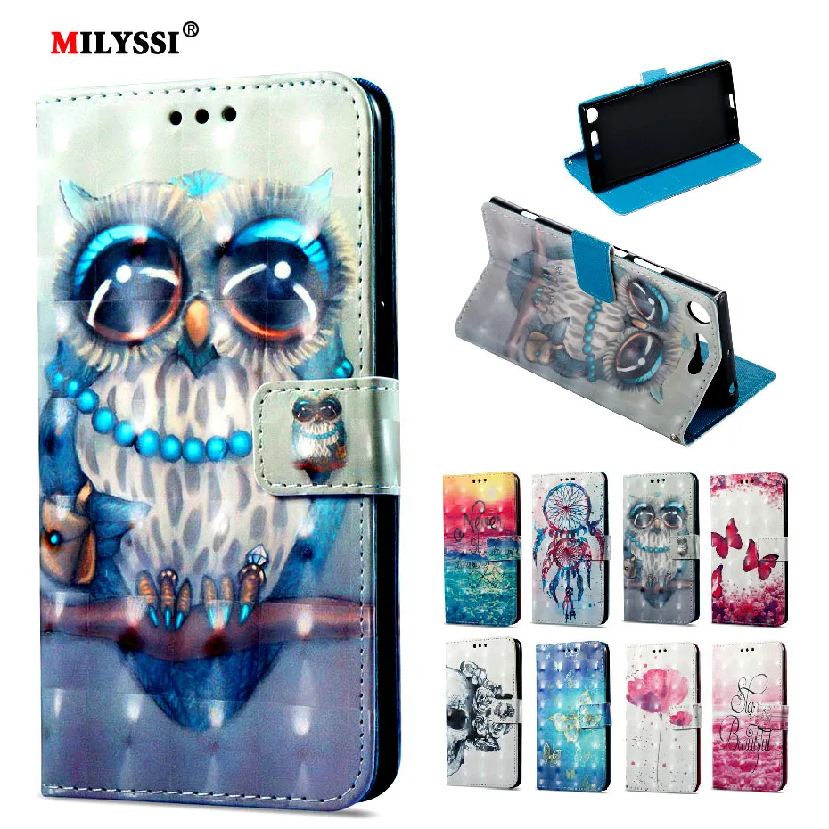 

MILYSSI 3D Vision Painted Case for Fundas sony xperia XZ1 Case Wallet PU Leather Flip Cover For Coque sony xperia XZ1 Case Cover