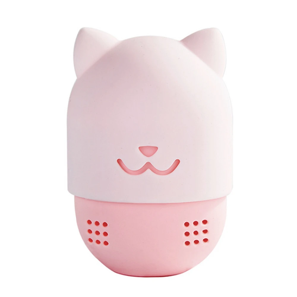 

New Cute Cat Travel Dust Eggshell Puff Storage Box Portable Silicone Makeup Sponge Drying Case Drop-proof Puff Dust Storage Case