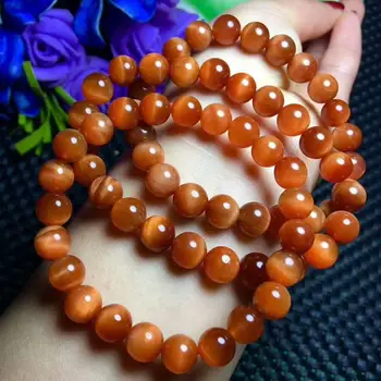 

Free Shipping Natural Crystal Sun Stone Bracelet Orange Day Stone Hand String AAA 8mm(cx)
