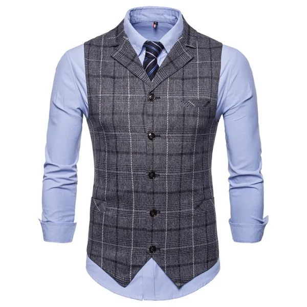 Mens Plaid Suit Vest 3XL 4XL Fashion Party Dress Vest Men England Style ...