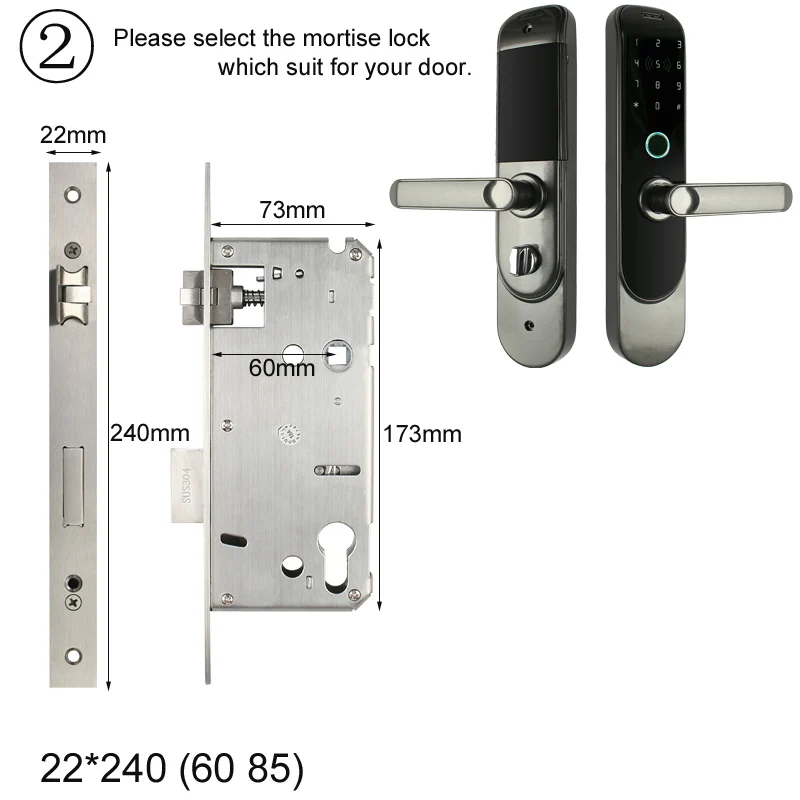 RAYKUBE электронный дверной замок с Биометрическим отпечатком пальца/Bluetooth/цифровой/13,56 МГц IC карта разблокировка без ключа врезной замок - Цвет: Size 2