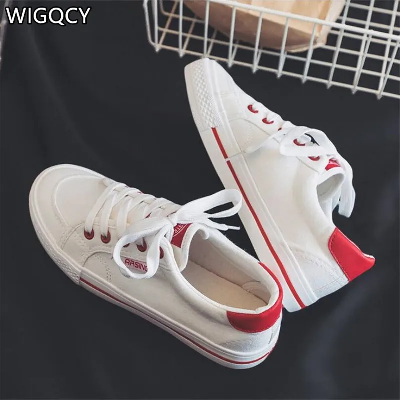 Wigqcy/Новинка года, весенние белые туфли, женская обувь, парусиновая обувь, обувь для студентов, Harajuku, Повседневная разноцветная обувь на плоской подошве, X199