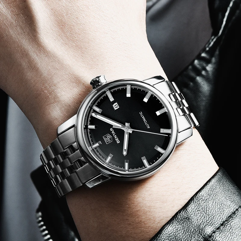 BENYAR أعلى الفاخرة العلامة التجارية الميكانيكية ووتش الأعمال الترفيه الرجال الساعات للماء ساعات أوتوماتيكية الذكور ساعة Relogio Masculino