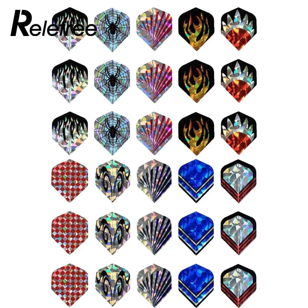 

30pcs/10Set Professional 2D Cool Bling Dart Flights Darts Tail Outdoor Sports Tail Harrows Throwing Toy Wing Tail Mixed Pattern