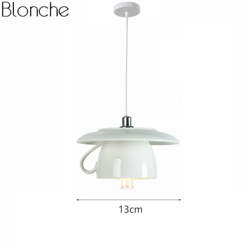 Modern Ceramic Led Pendant Lights Tea Cup Teapot Hanglamp Nordic Hanging Lamp Home Decor Dining Room Kitchen Lighting Fixtures - Цвет корпуса: E