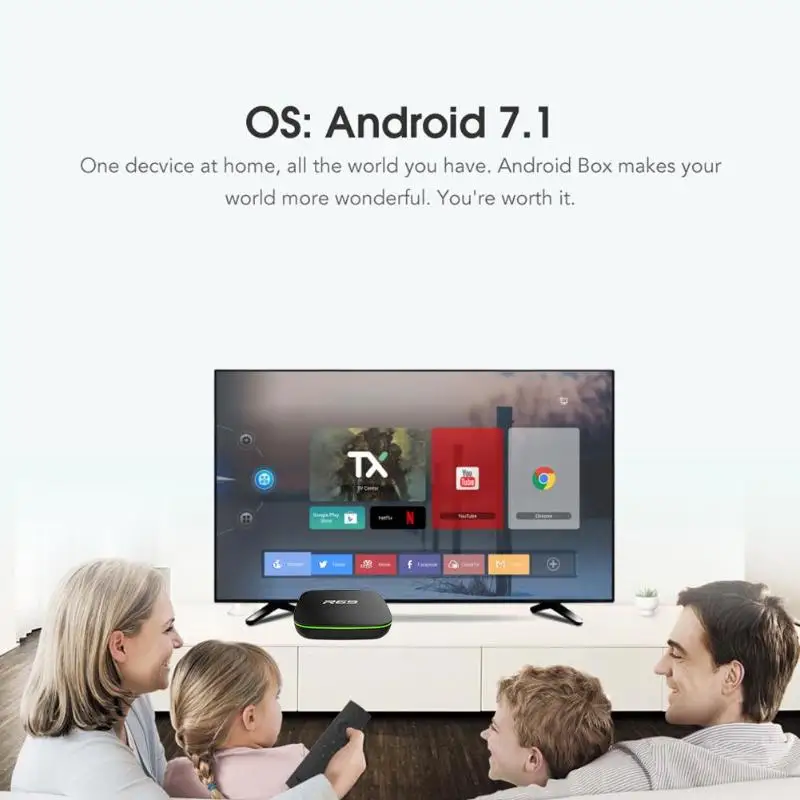 R69 Поддержка 3D Медиаплеер Smart Android 7,1 ТВ Box 1 GB 8 GB Allwinner H3 Quad-Core 2,4G Wi-Fi Декодер каналов кабельного телевидения 1080 P HD