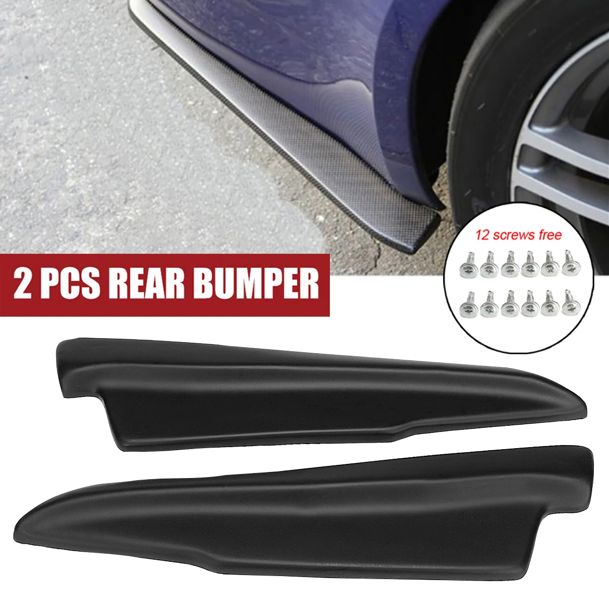 

2pcs Universal Car Rear Bumper Spats Splash Guard Extend Valance Lip Protecter Cover Polyurethane 2Color