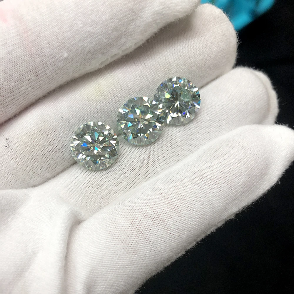 

Round Brilliant Cut Moissanite 5 Carat 11mm Slight Blue Test Positive Lab Grown Diamond Loose Gems Stones Excellent Cut VVS1