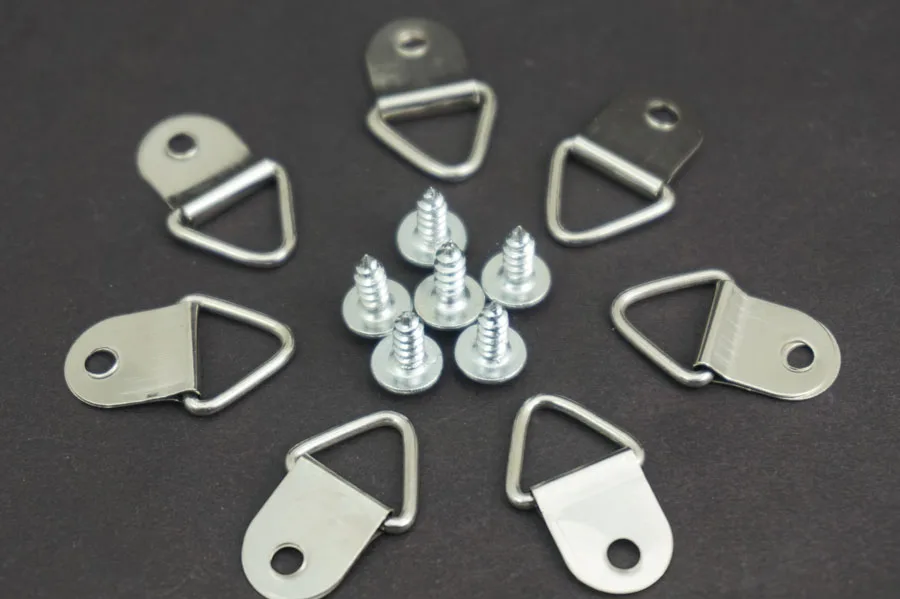

1000 PCS/Lot Free Shipping Silver D-Ring Hanging Picture Frame Hook Painting Mirror Hanger & Screw