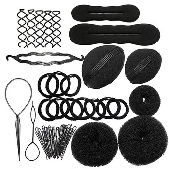 

8Pcs /Set Hair Styling Accessories Hair Style Tools Set Hair Braider Clip Pads Foam Sponge Bun Donut Hair Style Tools Kit For Di