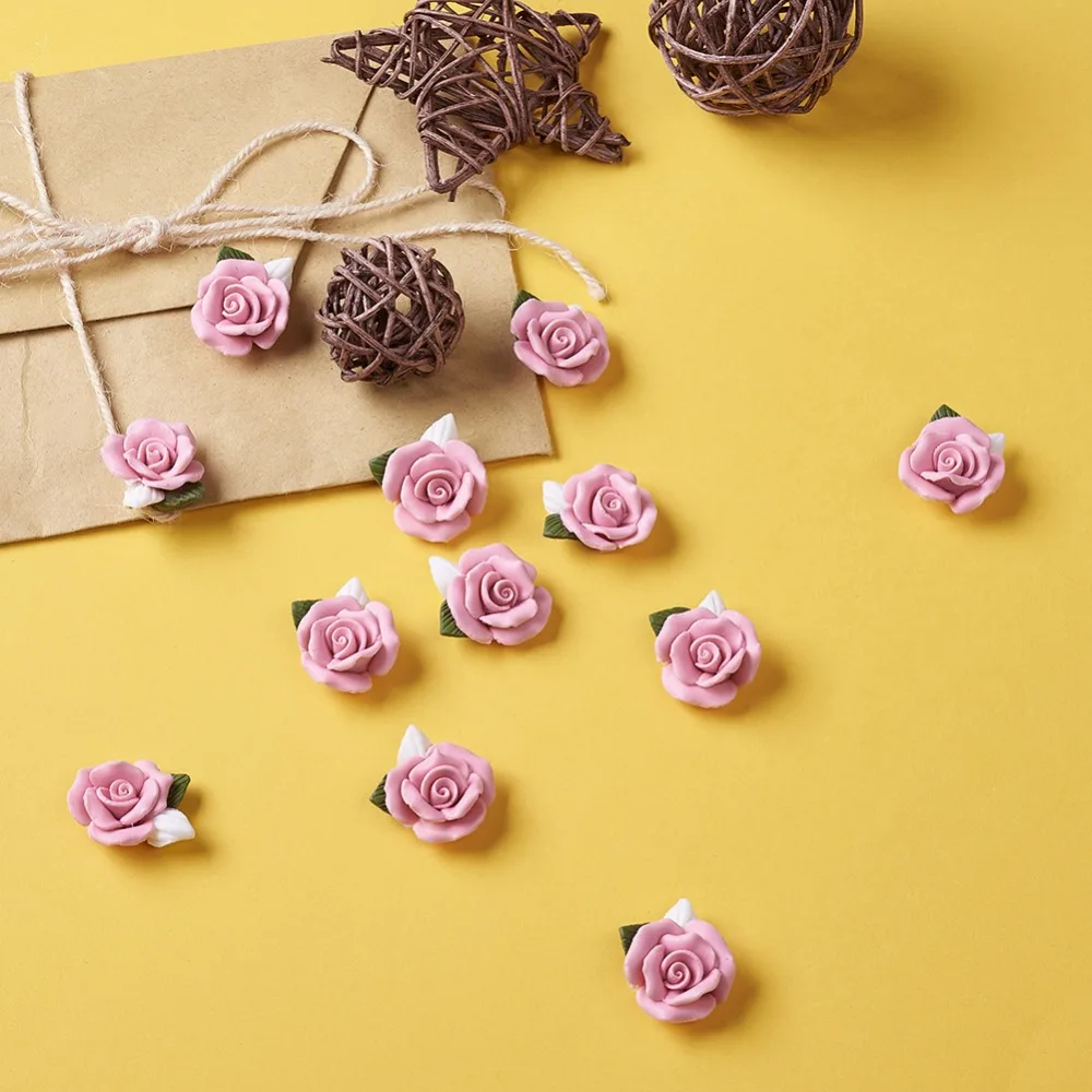 20 шт фарфоровые кабошоны ручной работы Китай глиняные бусины розовый цветок розы для ювелирных изделий Аксессуары поставки изготовление фурнитура 23-25 мм