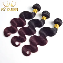 7A Ombre Peruvian Virgin Hair Body Wave 3Pcs Ombre Hair Extensions T1b/99J Tissage Bresilienne Burgundy Human Hair 3 Bundle Hair