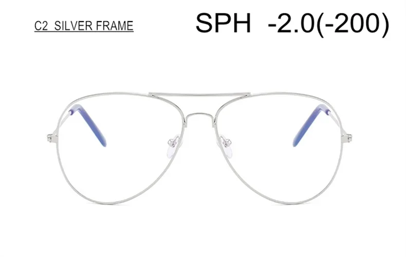 C2 SILVER (-2.0) SUMONDY Рецептурные очки для близорукости SPH от 0 до-6,0 для женщин и мужчин модные оправа металлический оптические очки с диоптром по рецепту конечный продукт UF51 - Цвет оправы: C2 SILVER (-2.0)