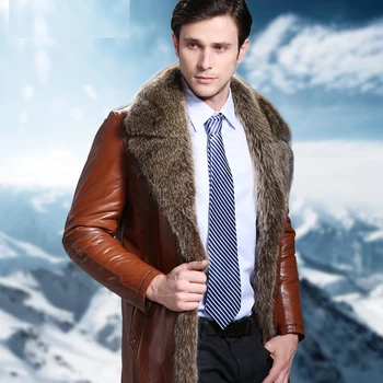 

Winter 2020 Fashion Men's Genuine Real Australia Sheepskin Fur Long Coat & Jacket Male Thick Warm Clothing Brown Black Plus Size