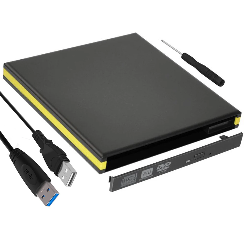 Внешний CD/DVD RW корпус USB 3,0 Корпус 12,7 мм SATA Оптический Дисковод чехол для ноутбука ноутбук без драйвера