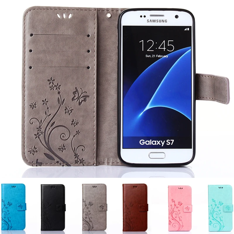 For Samsung Galaxy S4 S5 S6 S7 edge J1 J3 J5 J7 A3 A5 G530 Butterfly Skin Stand Book Flip Wallet PU Leather Cover Soft TPU Case