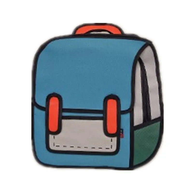 

Fashion Comics 2D Stereo Bag 3D Backpack For Girl, Men Creative Patchwork Color Backpack