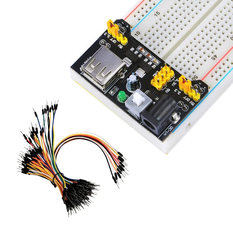 3,3 В/5 В макетная плата силовой модуль+ MB-102 830 точек без пайки прототип хлебная плата комплект+ 65 гибких перемычек для arduino комплект