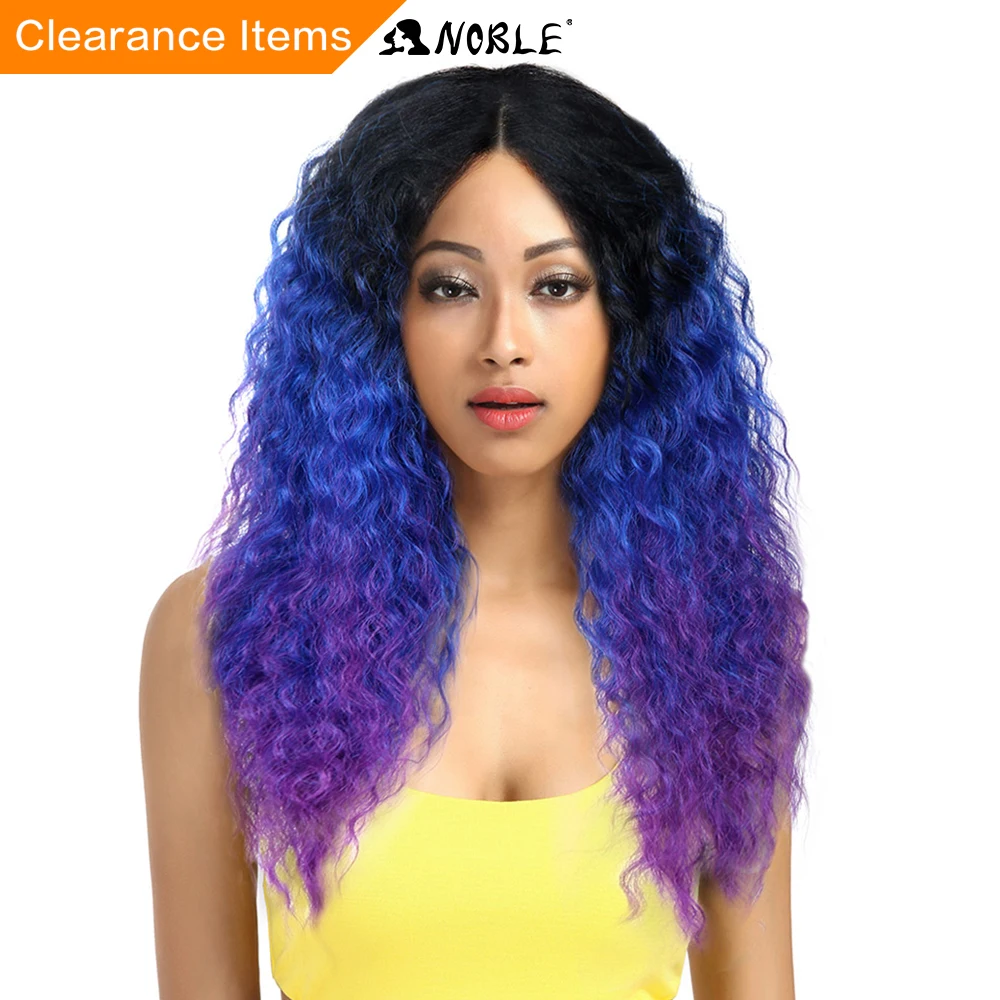  Noble Hair Lace Front Ombre Blonde Wig 26inch Long Curl Synthetic Wigs For Black Women 16 COLOUR Fr