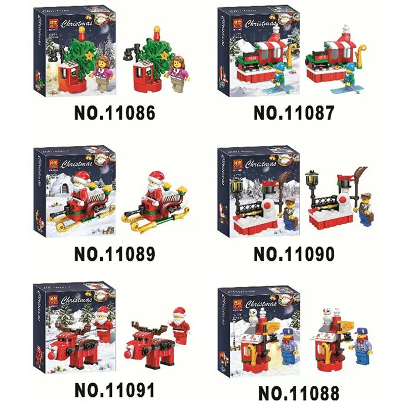 

6pcs/lot Advent Calendar Figure Festival Santa Claus Tree Elk Building Block Bricks Toys Compatible With Legoings Christmas