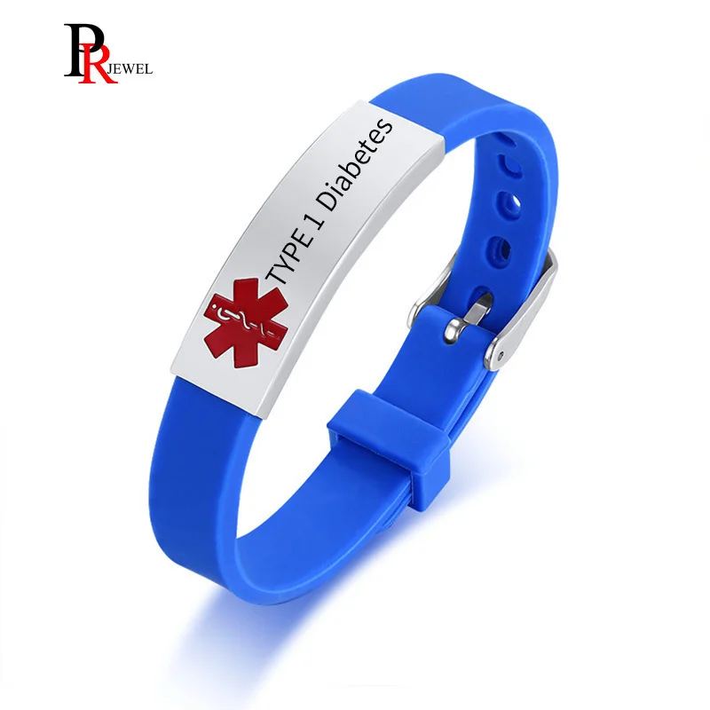 Silicone Sport Medical Alert ID Strap Bracelets for Women Man 6.30" 8.