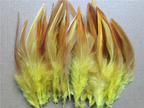 Натуральные, 50 шт./лот, разноцветные, на выбор, перья петуха, 10-16 см, 4-6 дюймов, для одежды, украшения своими руками, перья фазана - Цвет: yellow