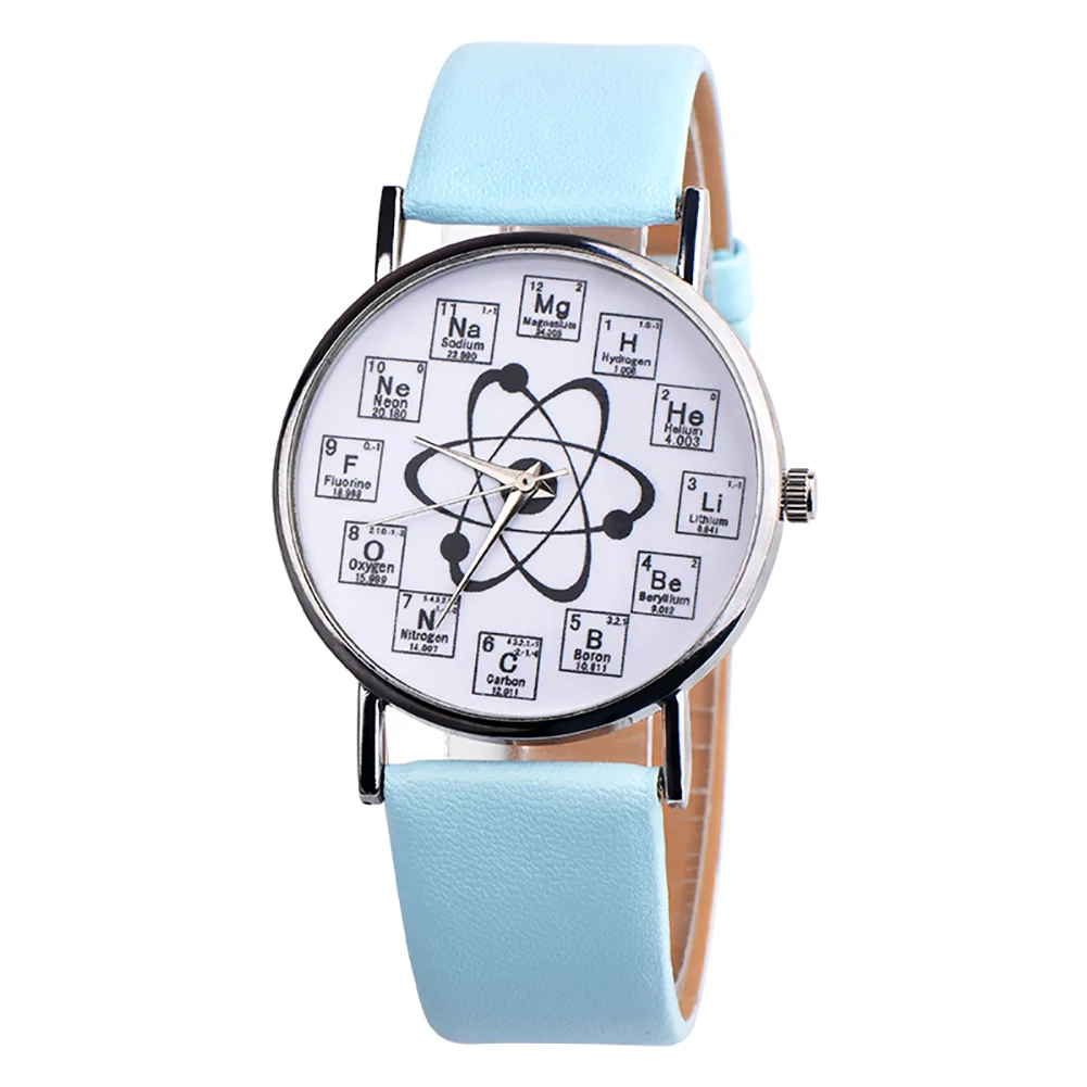 Модные студенческие химические элементы маркеры молекулы циферблат Кварцевые аналоговые наручные часы - Цвет: Light Blue