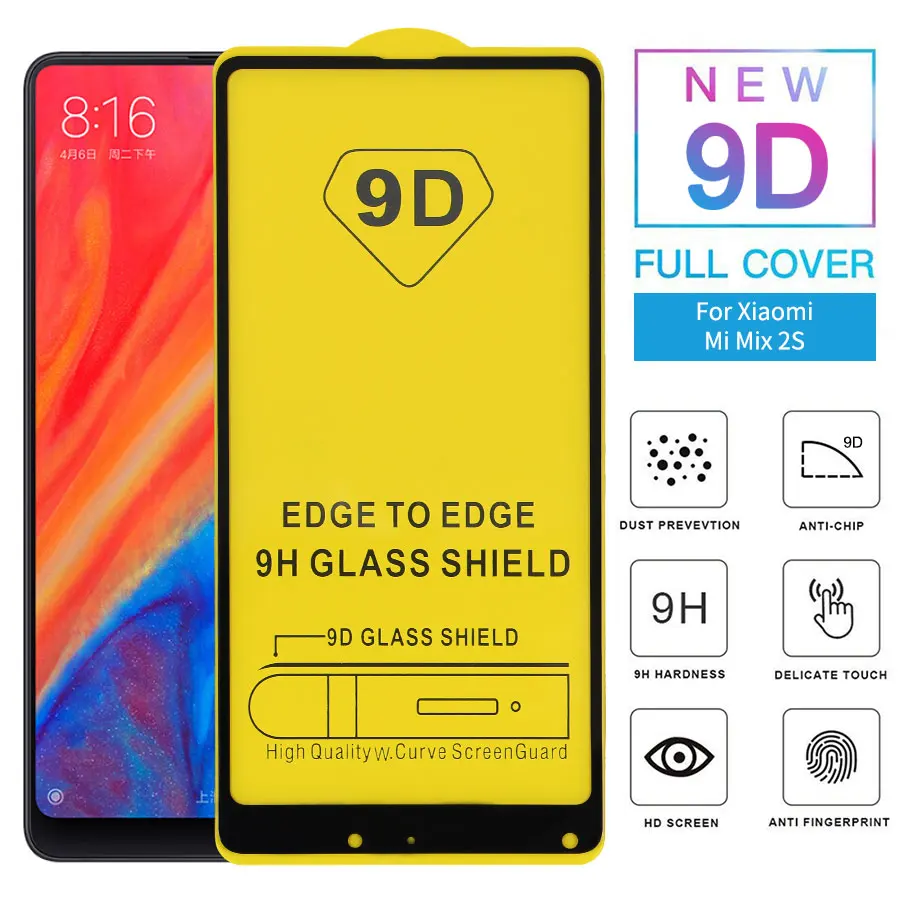 KLOVRRD 9D Full Glue Cover Tempered Glass For Xiaomi Mi Mix 2s Screen Protector Protective Film Mix2S Adhesive | Мобильные телефоны
