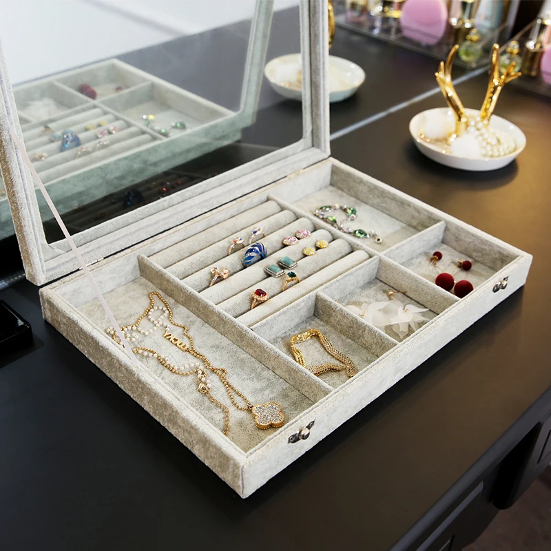 ANFEI New Mixed Jewelry Box Tray Necklace/Ring/Earrings/ Display Box Velvet Jewelry Organizer Box Bead Container Storage A255-11 ANFEI New Mixed Jewelry Box Tray Necklace/Ring/Earrings/ Display Box Velvet Jewelry Organizer Box Bead Container Storage A255-11
