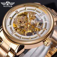 Winner Golden Top Brand Luxury Mechanical Watch Men's Auto Stainless Steel Strap Luminous Hands Skeleton Business Wrist Watches Winner Golden Top Brand Luxury Mechanical Watch Men's Auto Stainless Steel Strap Luminous Hands Skeleton Business Wrist Watches