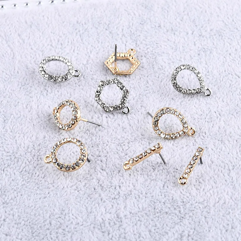 

Hot Korean DIY handmade material ear jewelry accessories diamond geometric belt hanging simple ear pin material