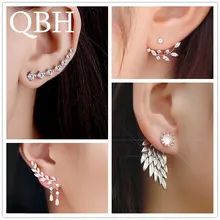 Новые модные женские серьги-гвоздики с искусственным жемчугом и крыльями ангела, перьями и цветами, свадебные ювелирные изделия Brincos