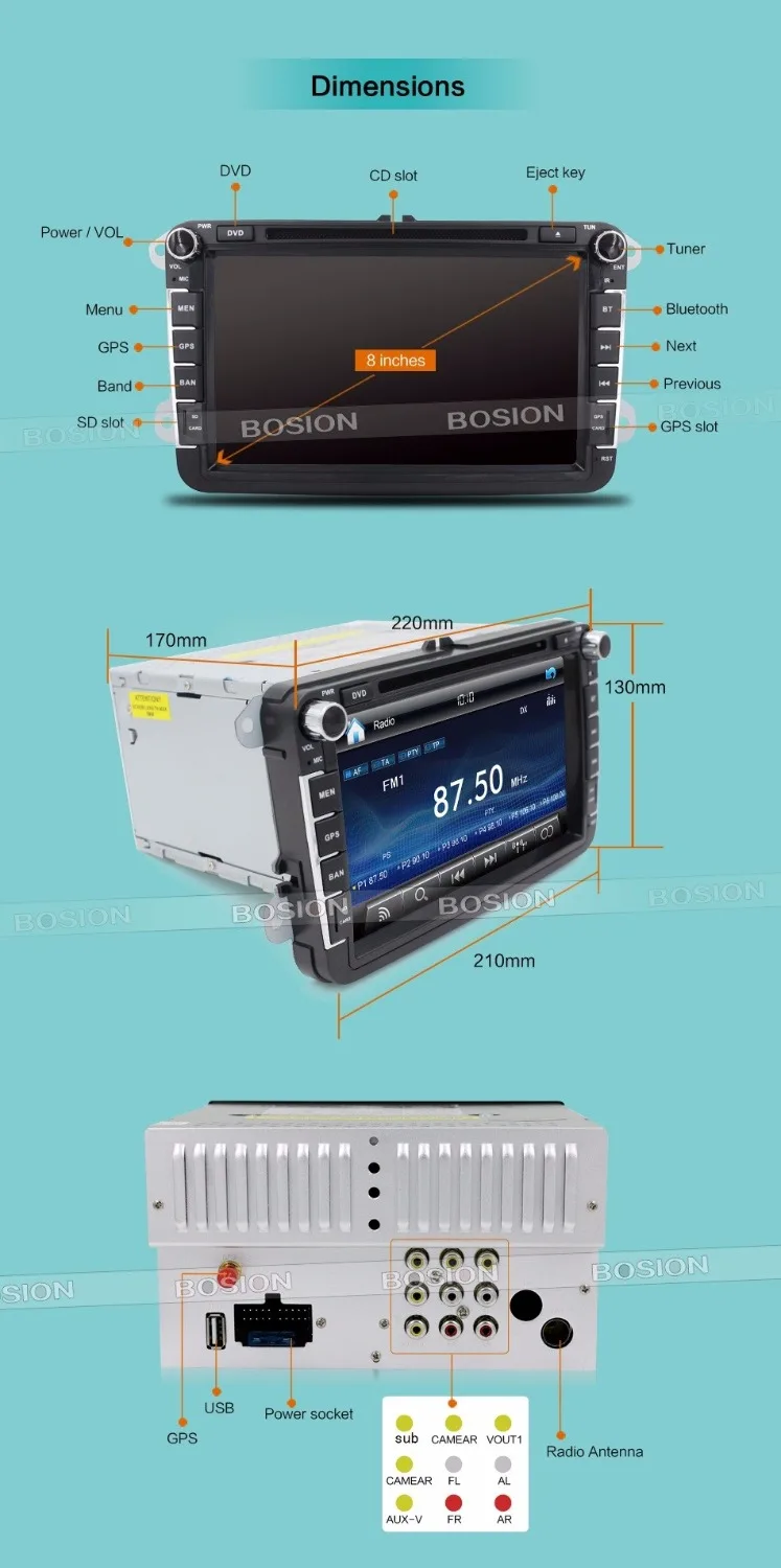 Excellent 8 inch Car Multimedia player GPS 2 Din Autoradio For Volkswagen POLO/b6/golf 5/Skoda/Octavia/SEAT/LEON radio dvd SD automotivo 5