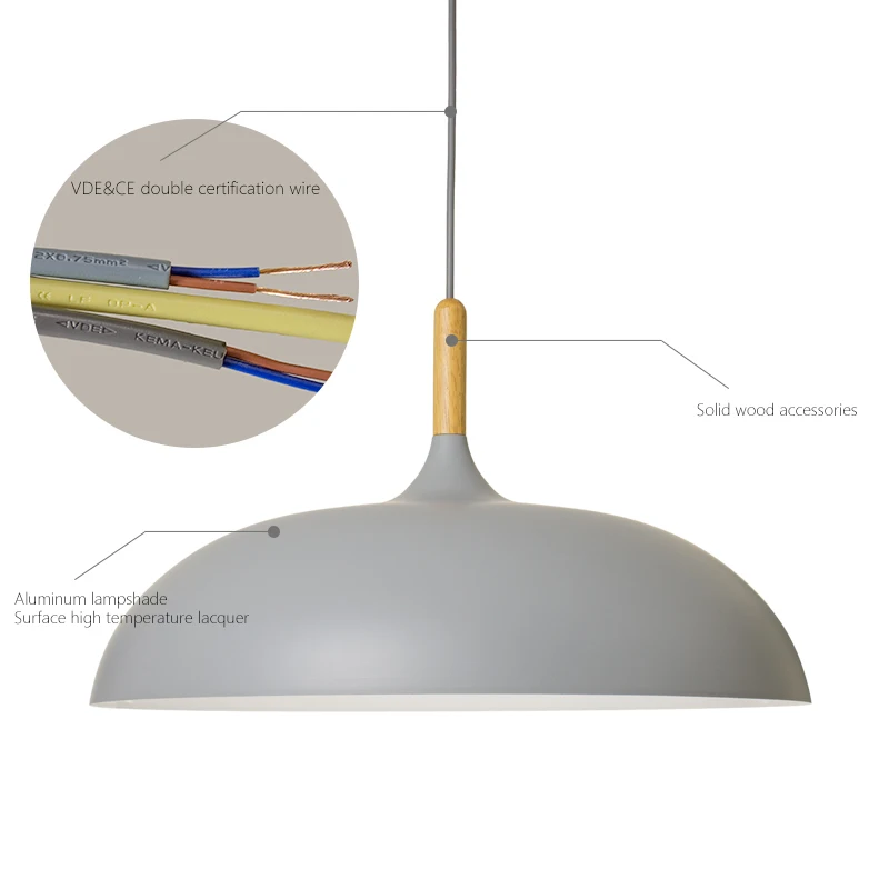 Скандинавские минималистичные подвесные светильники, бар, кафе, ресторан, E27, Деревянный алюминиевый абажур, красочные подвесные лампы, AC110V/220 V