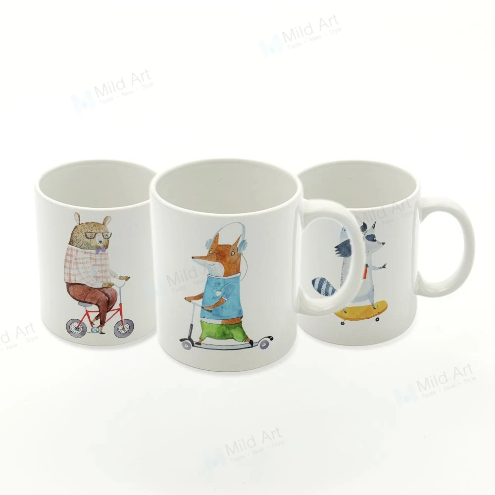 

Watercolor Kawaii Animal Giraffe Fox Bear Wolf Rabbit Kitchen Ceramic Water Cup Creative Cute Kids Gift Coffee Tea Beer Mugs Set