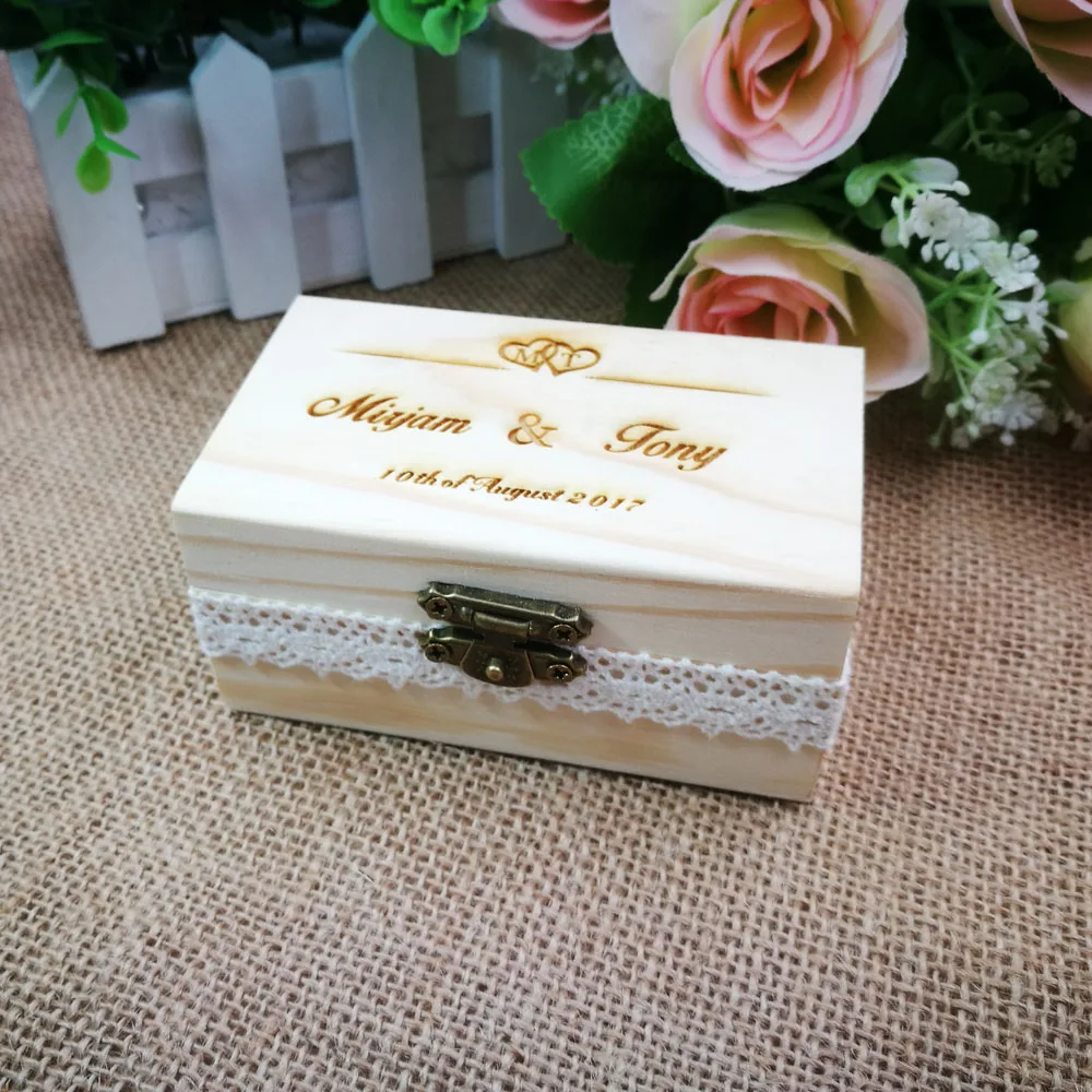Custom Rustic Wedding Ring Box,Personalized Wedding Ring Box,Wooden Ring Holder,Rustic Ring Bearer,Romantic Box with love heart1