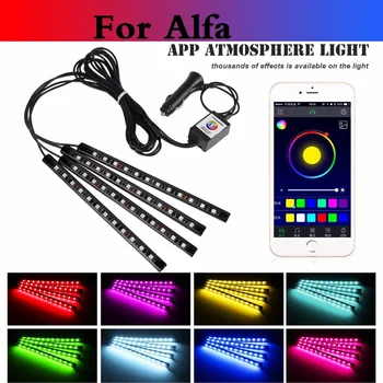 

car styling Car RGB Strip Light Flexible Atmosphere Lamp Decorative Control For Alfa Romeo 147 156 159 166 4C 8C Brera